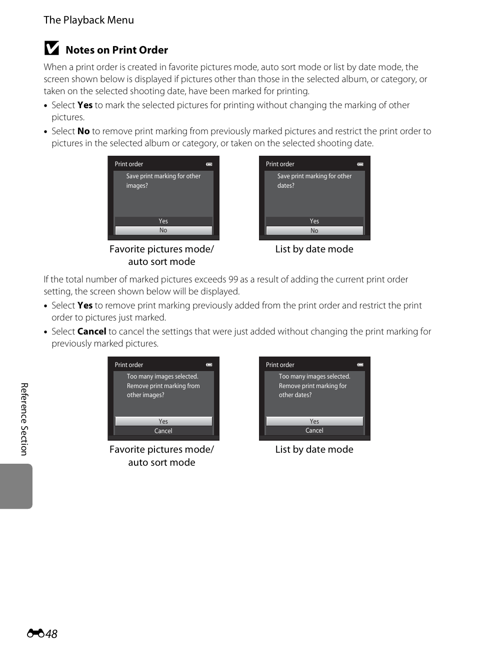 The playback menu | Nikon S1200PJ User Manual | Page 166 / 228