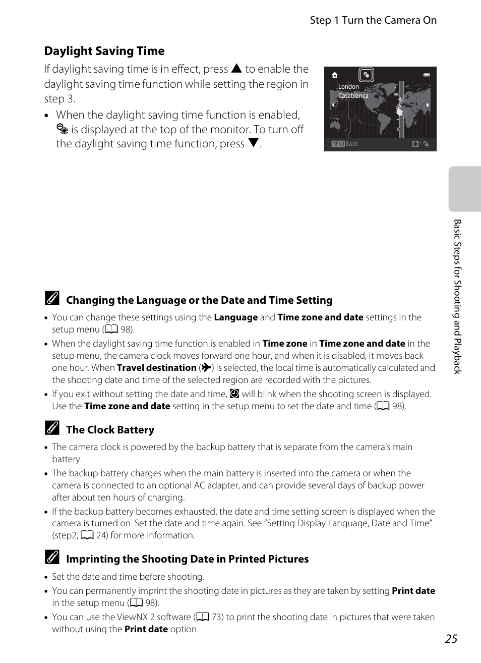 Daylight saving time | Nikon S1200PJ User Manual | Page 43 / 228