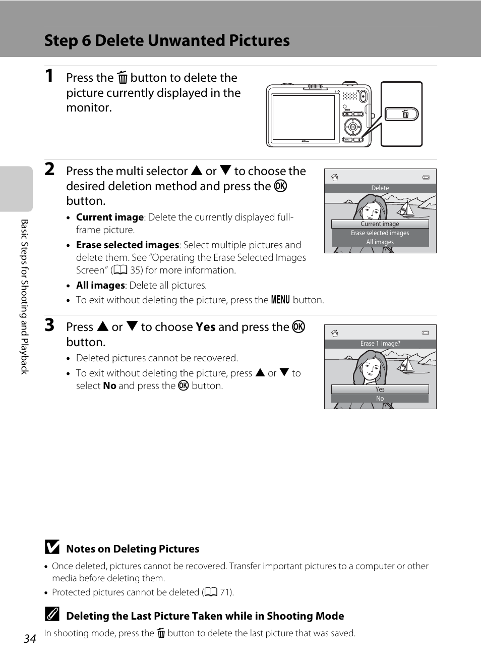 Step 6 delete unwanted pictures | Nikon S1200PJ User Manual | Page 52 / 228