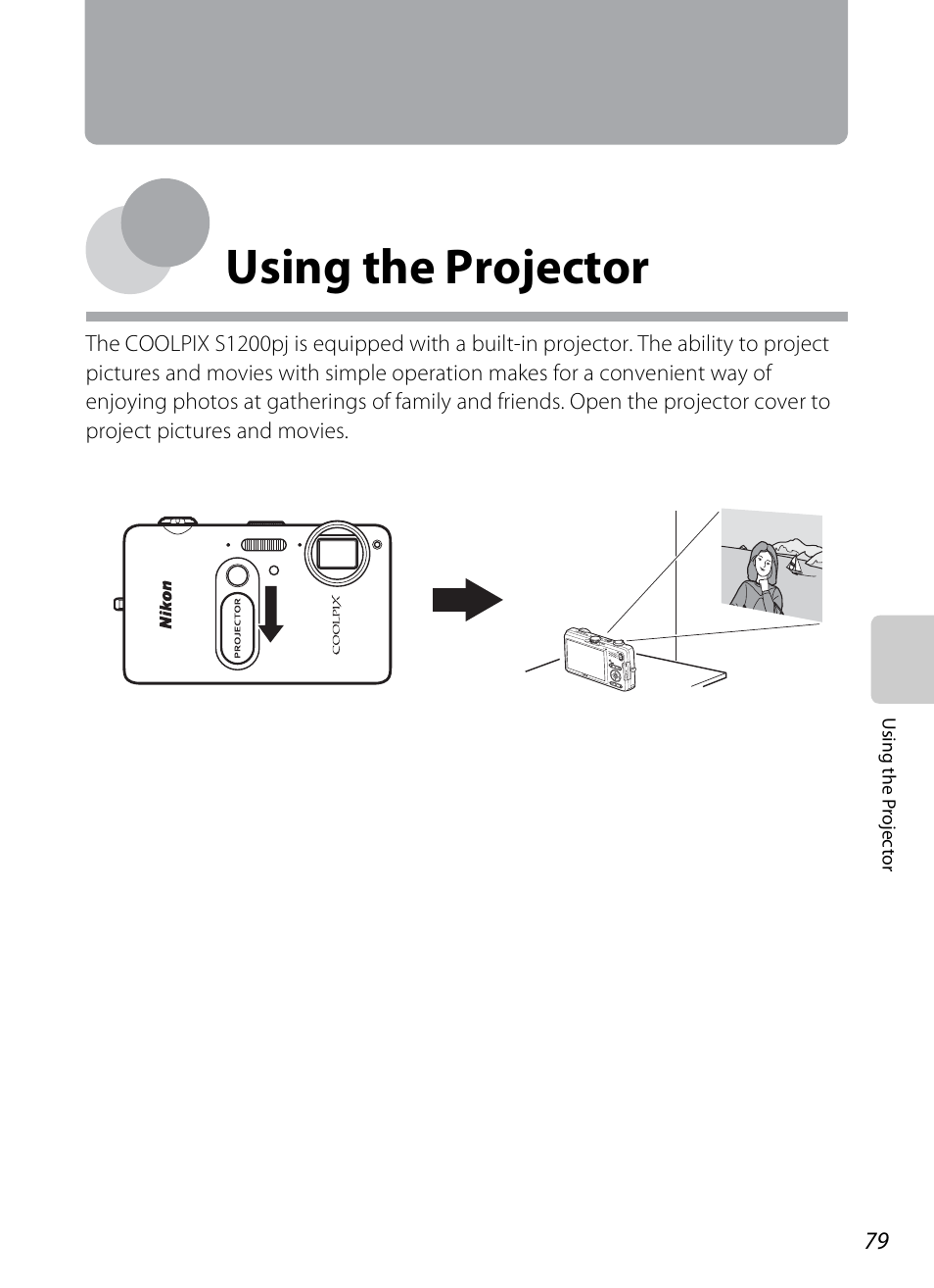 Using the projector | Nikon S1200PJ User Manual | Page 97 / 228