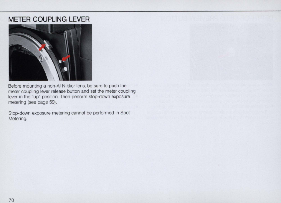 Spot metering ( • ), Spot metering | Nikon F4 User Manual | Page 70 / 181