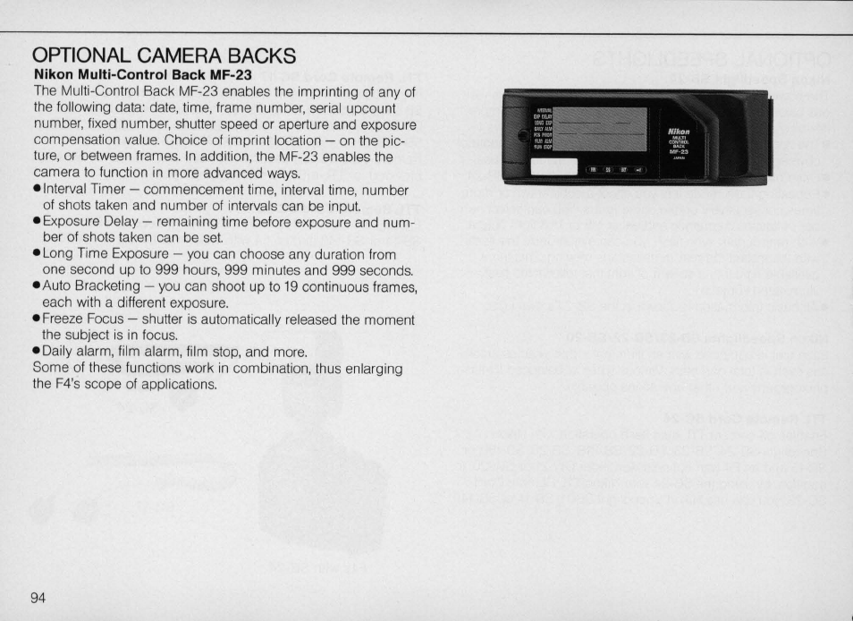 Exposure compensation, In automatic exposure modes, Exposure compensation -66 | In automatic exposure modes -62 | Nikon F4 User Manual | Page 94 / 181