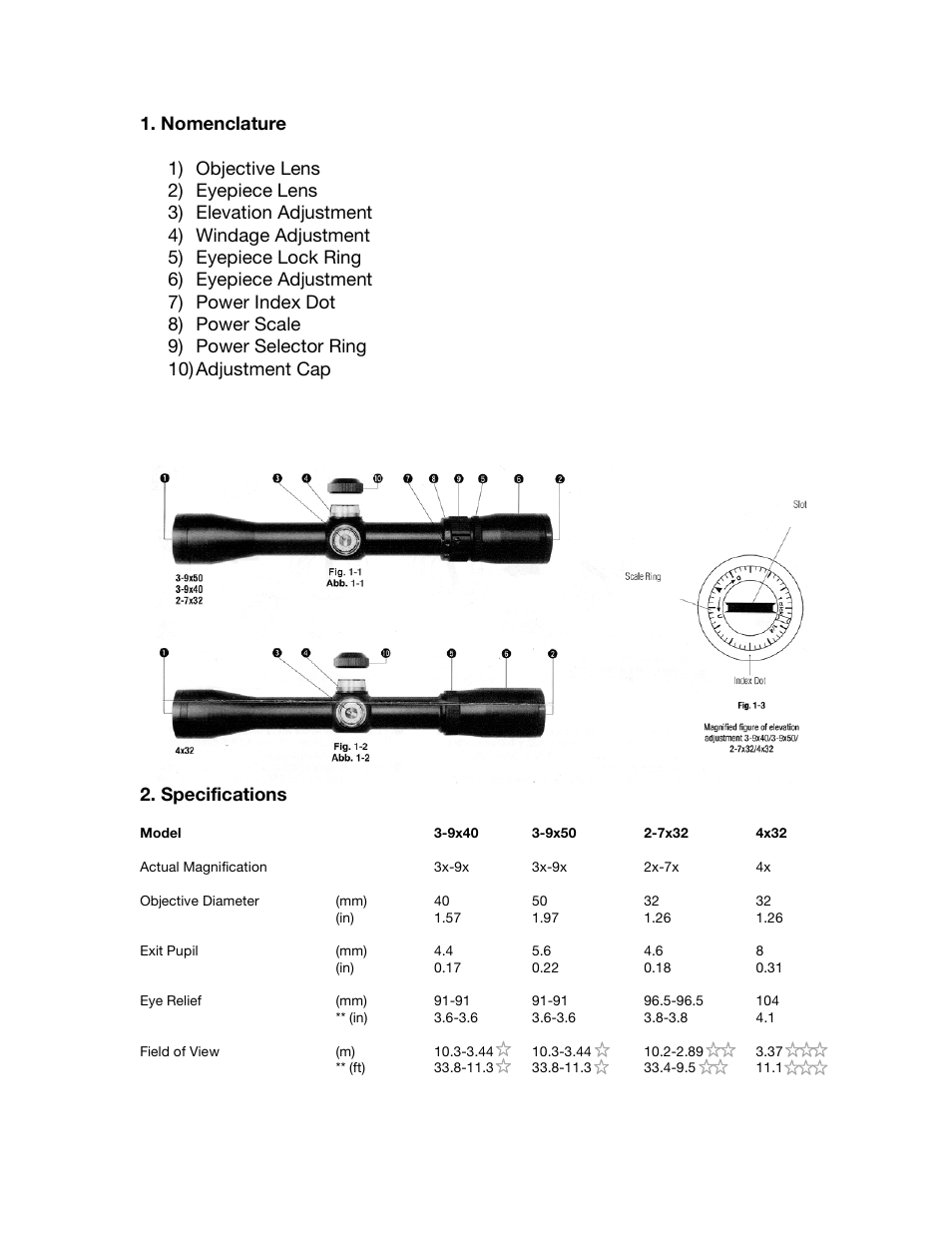 Specifications | Nikon ProStaff Team Realtree 3-9x40 User Manual | Page 2 / 5