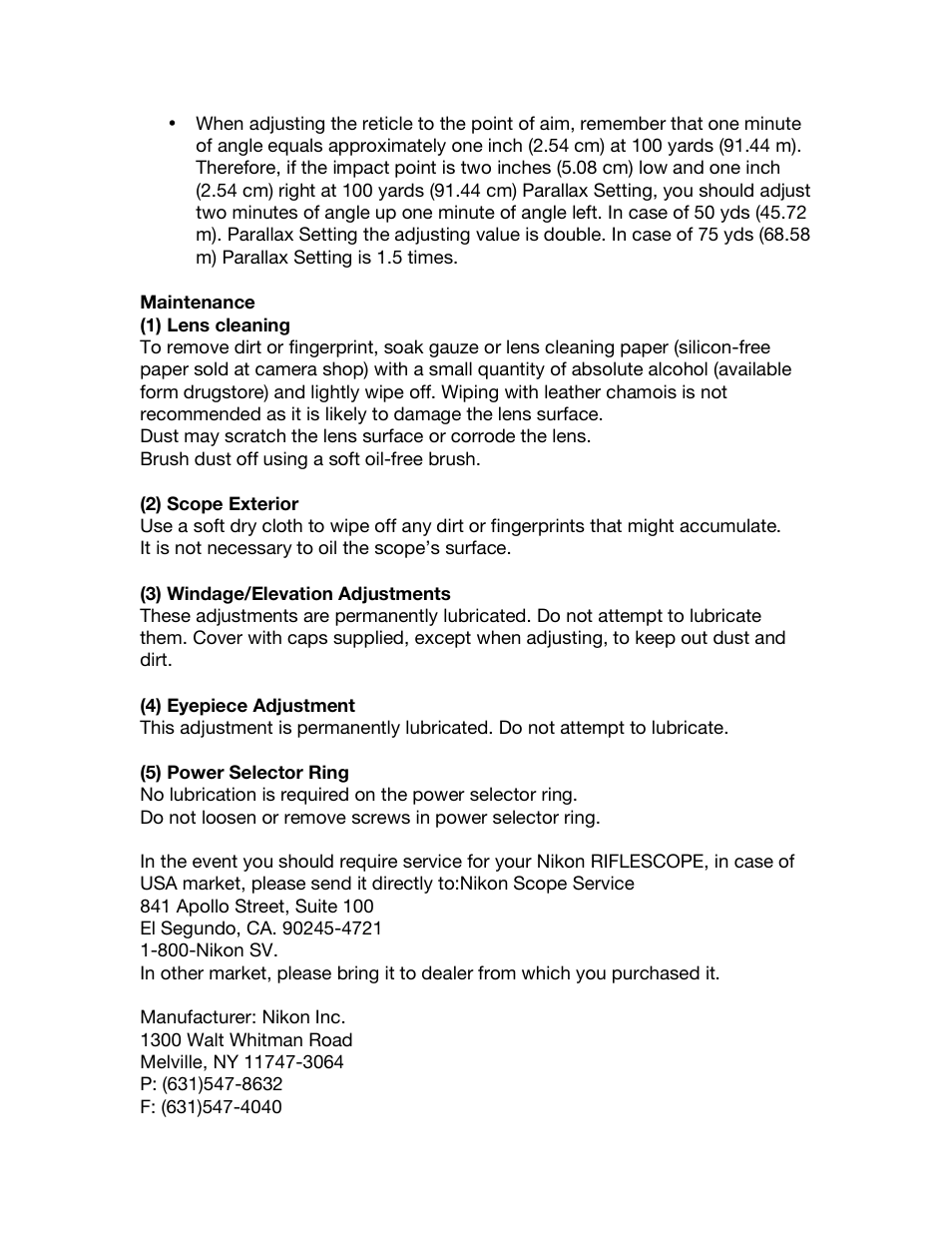 Nikon ProStaff Team Realtree 3-9x40 User Manual | Page 5 / 5