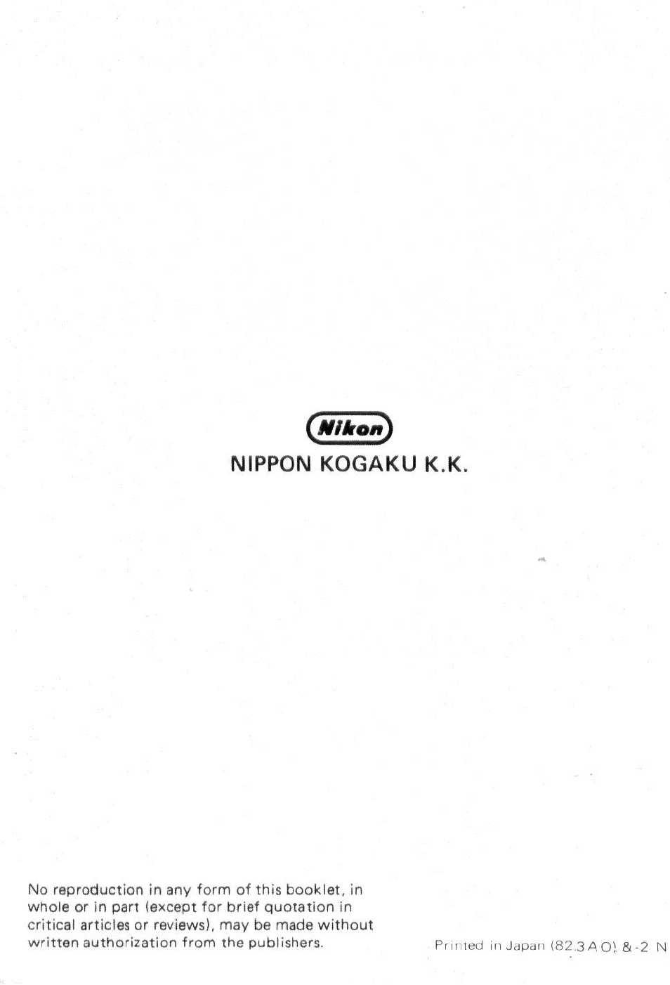 Nippon kogaku k.k | Nikon Zoom-Nikkor 25-50mm f/4 User Manual | Page 26 / 26