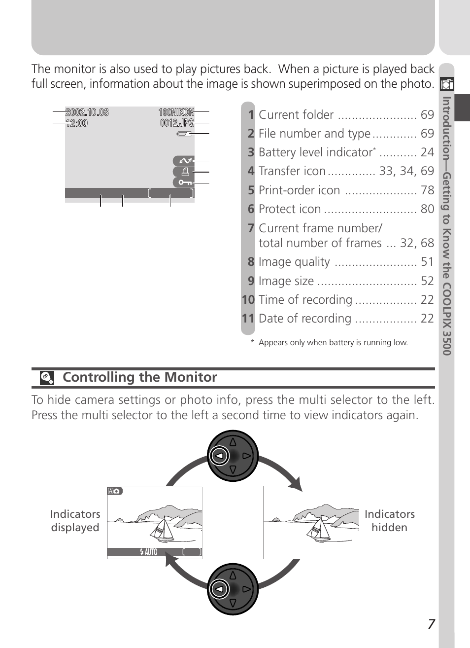 Controlling the monitor | Nikon Coolpix 3500 User Manual | Page 17 / 111