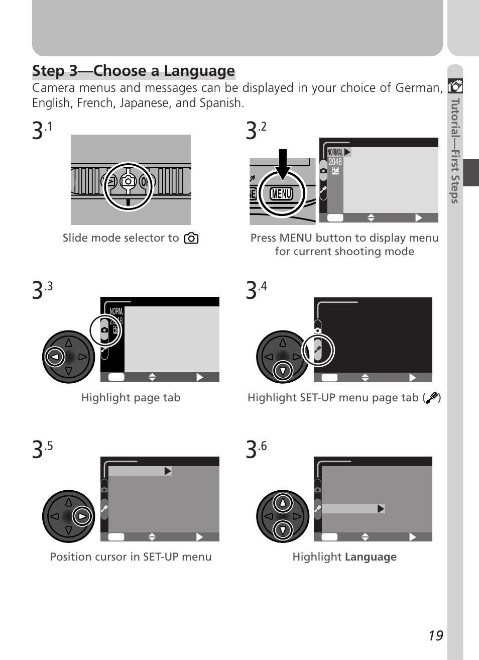 Step 3—choose a language | Nikon Coolpix 3500 User Manual | Page 29 / 111