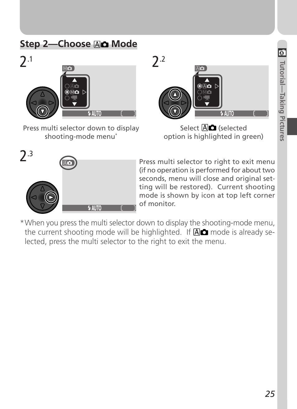 Step 2—choose mode | Nikon Coolpix 3500 User Manual | Page 35 / 111