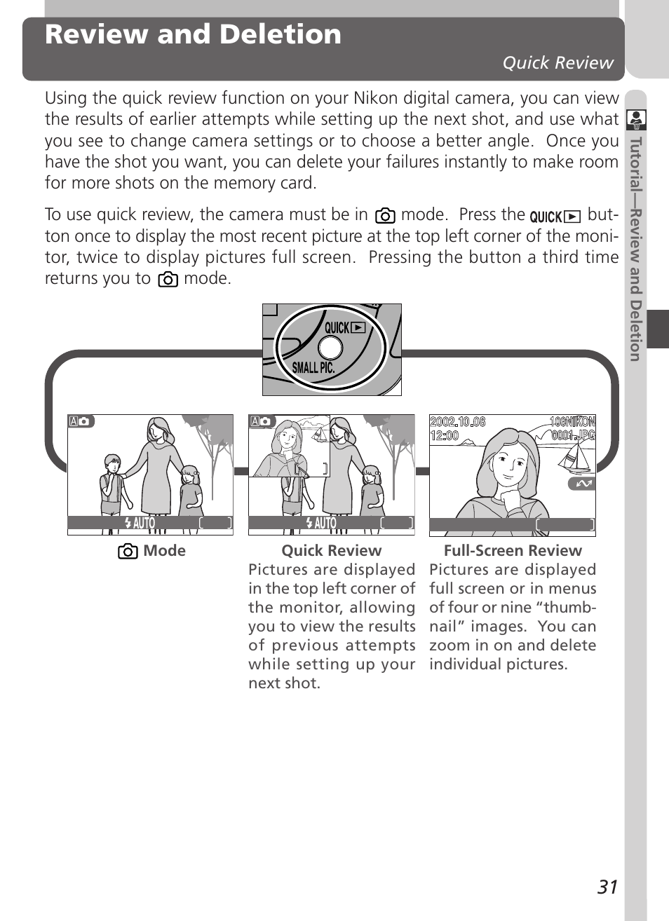 Review and deletion | Nikon Coolpix 3500 User Manual | Page 41 / 111