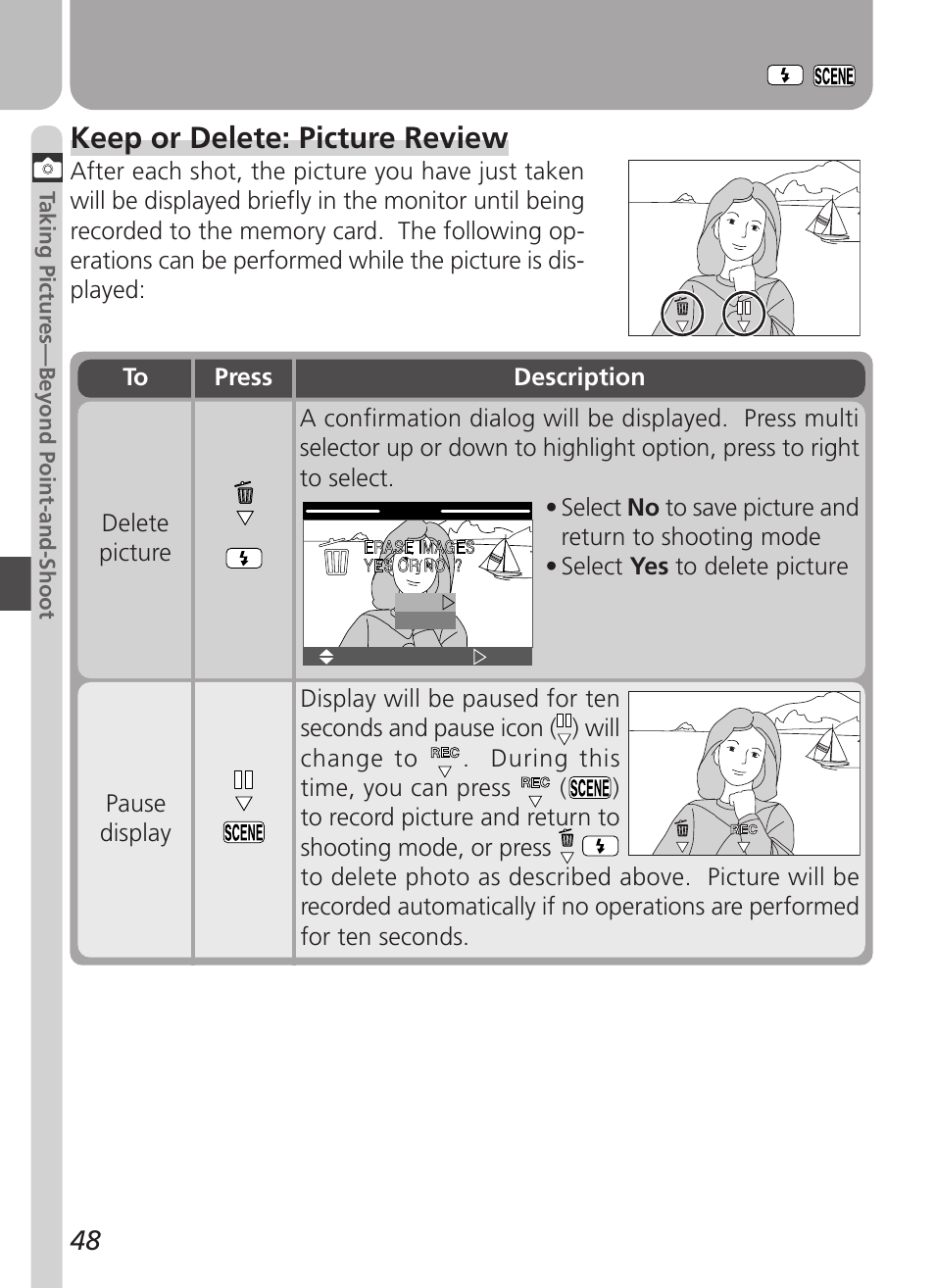 Keep or delete: picture review | Nikon Coolpix 3500 User Manual | Page 58 / 111