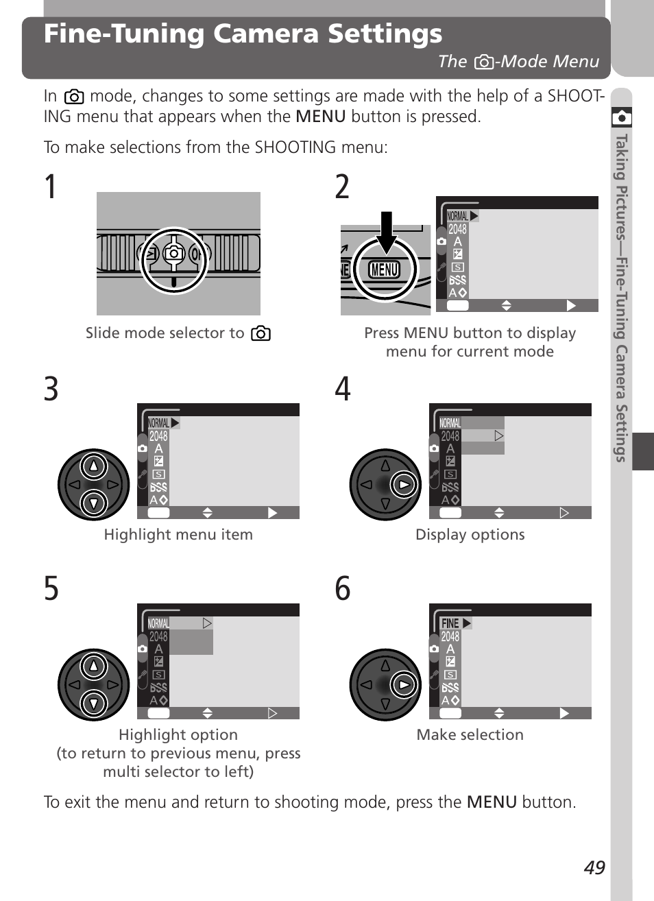Fine-tuning camera settings | Nikon Coolpix 3500 User Manual | Page 59 / 111