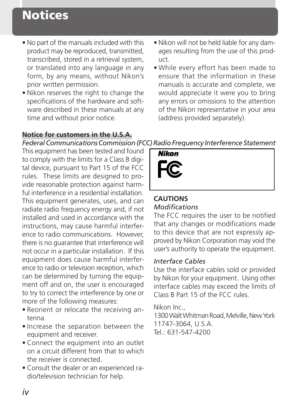 Notices | Nikon Coolpix 3500 User Manual | Page 6 / 111
