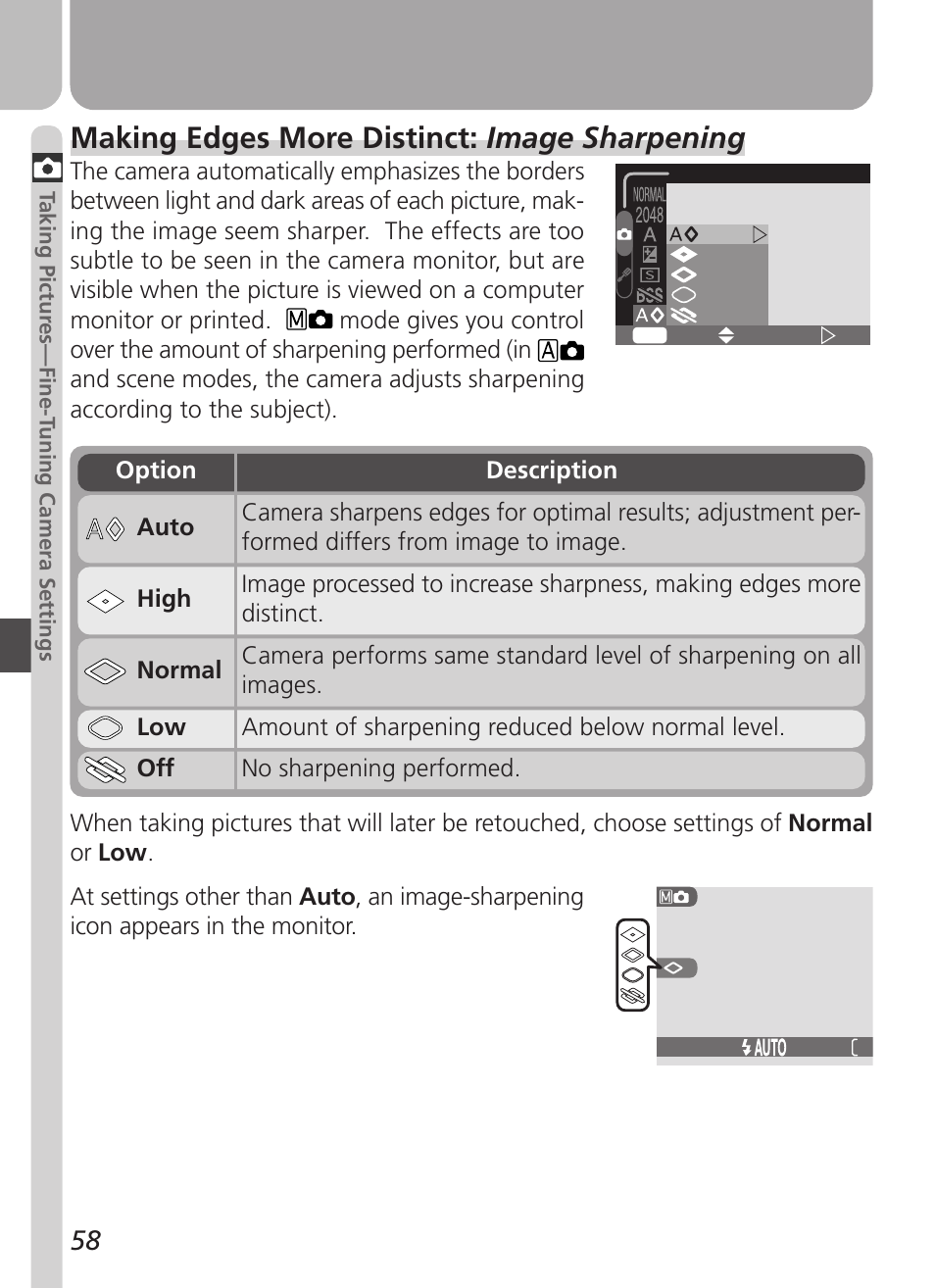 Making edges more distinct: image sharpening | Nikon Coolpix 3500 User Manual | Page 68 / 111