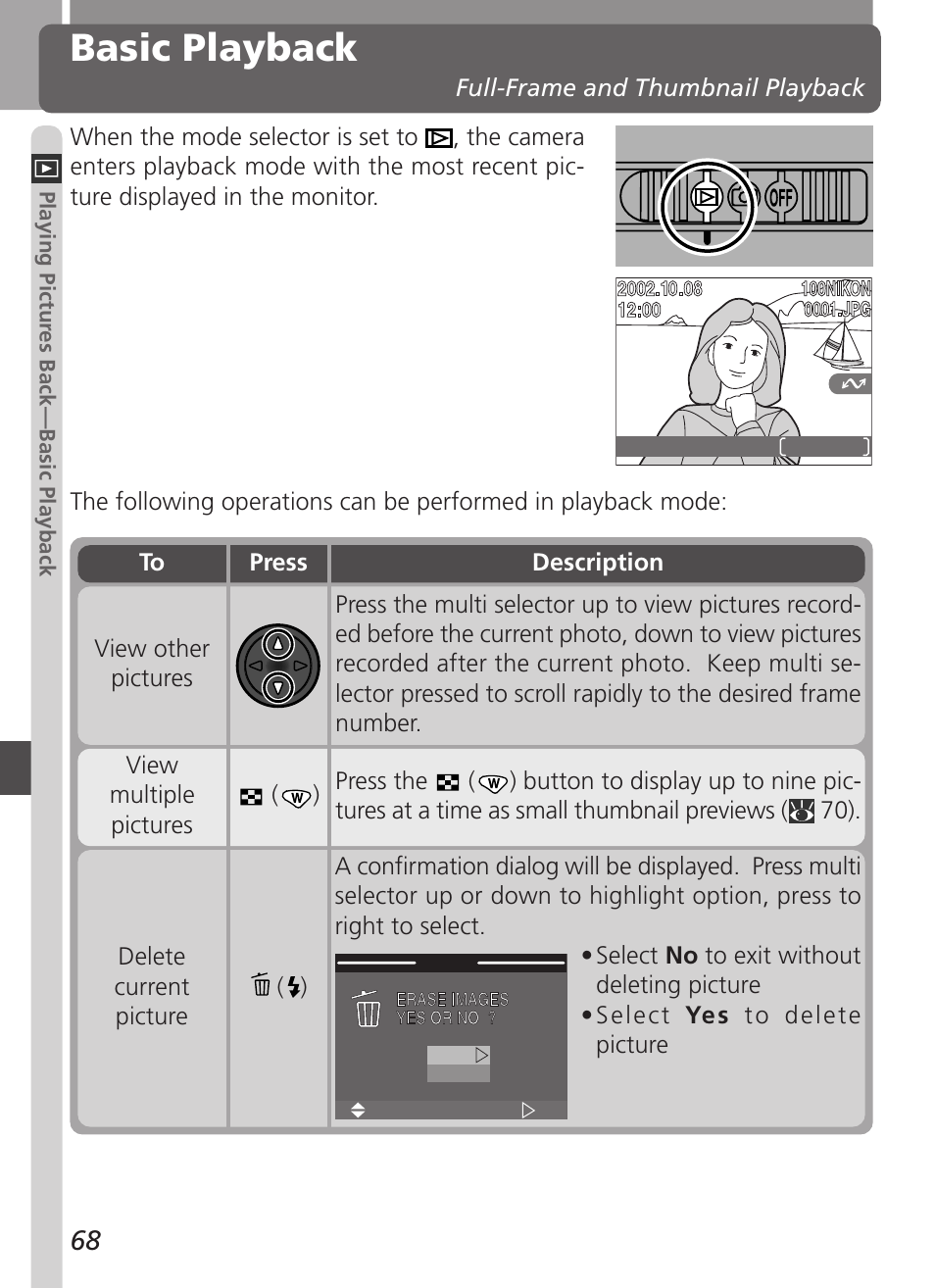 Basic playback | Nikon Coolpix 3500 User Manual | Page 78 / 111