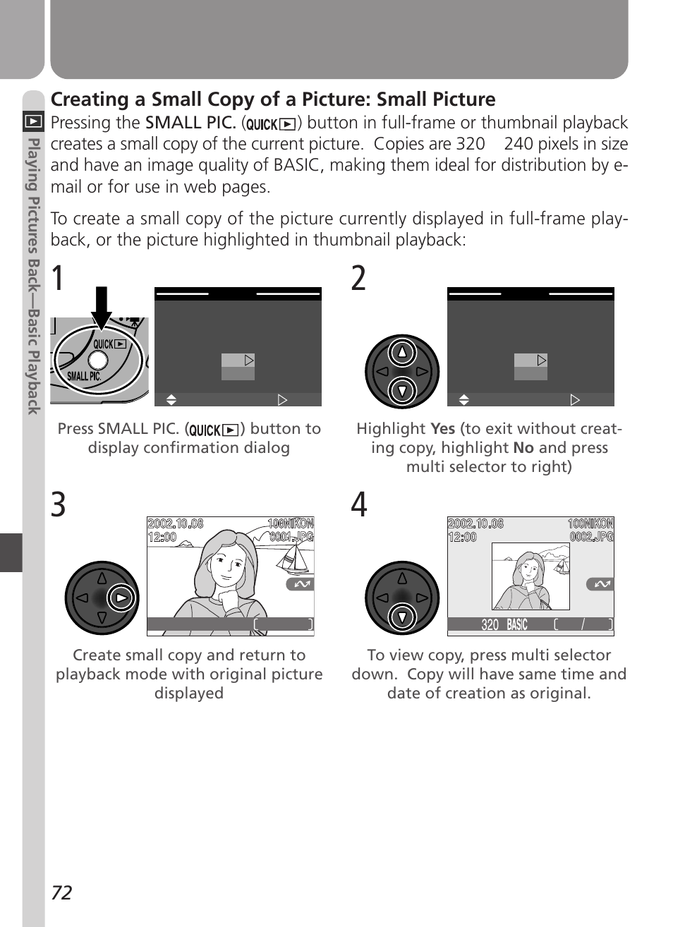 Creating a small copy of a picture: small picture | Nikon Coolpix 3500 User Manual | Page 82 / 111