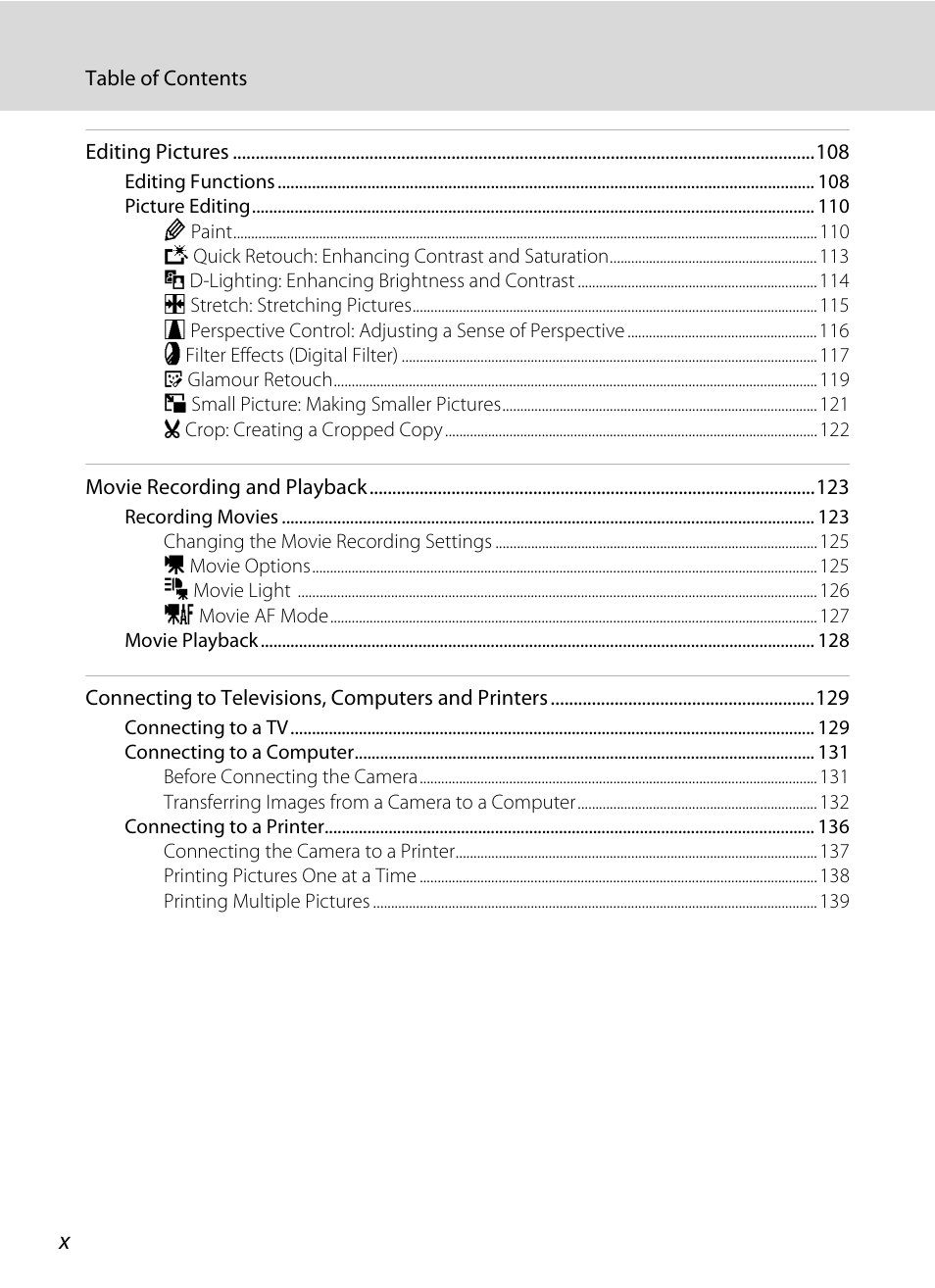 Nikon Coolpix S1100pj User Manual | Page 12 / 216