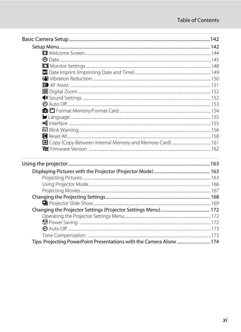 Nikon Coolpix S1100pj User Manual | Page 13 / 216