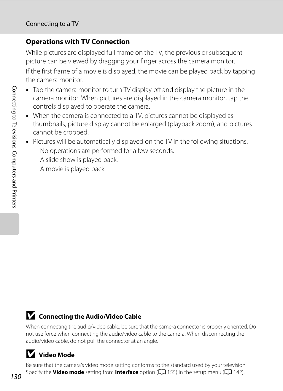 Operations with tv connection | Nikon Coolpix S1100pj User Manual | Page 144 / 216