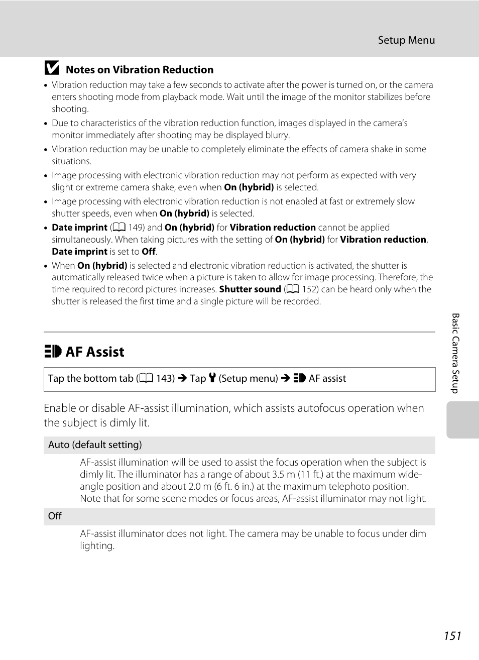 Af assist, H af assist, A 151) may l | A 151) does not, A 151 | Nikon Coolpix S1100pj User Manual | Page 165 / 216