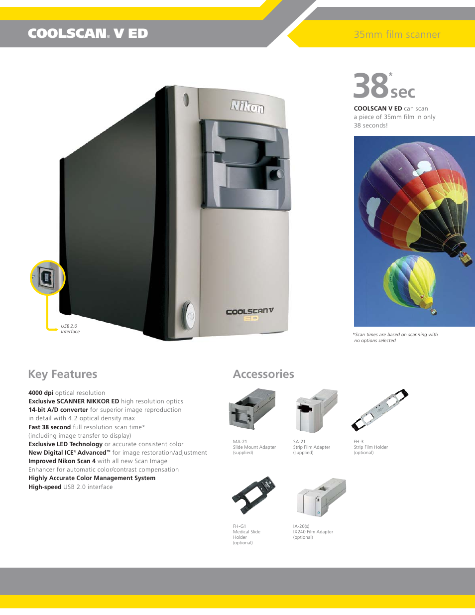 Coolscan, V ed, Key features accessories | 35mm film scanner | Nikon 9000 ED User Manual | Page 5 / 8