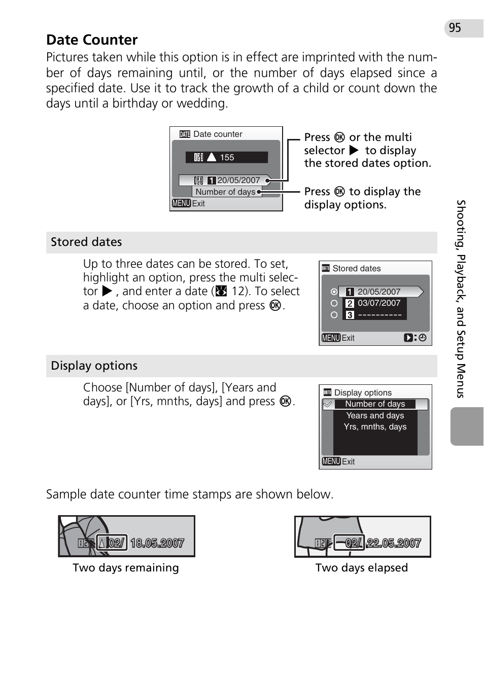 Date counter | Nikon Coolpix L10 User Manual | Page 105 / 135