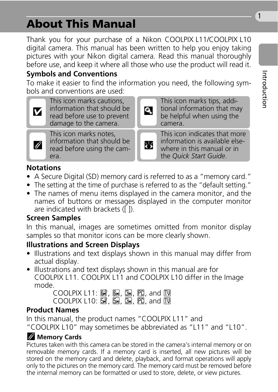 About this manual, Cl k j | Nikon Coolpix L10 User Manual | Page 11 / 135
