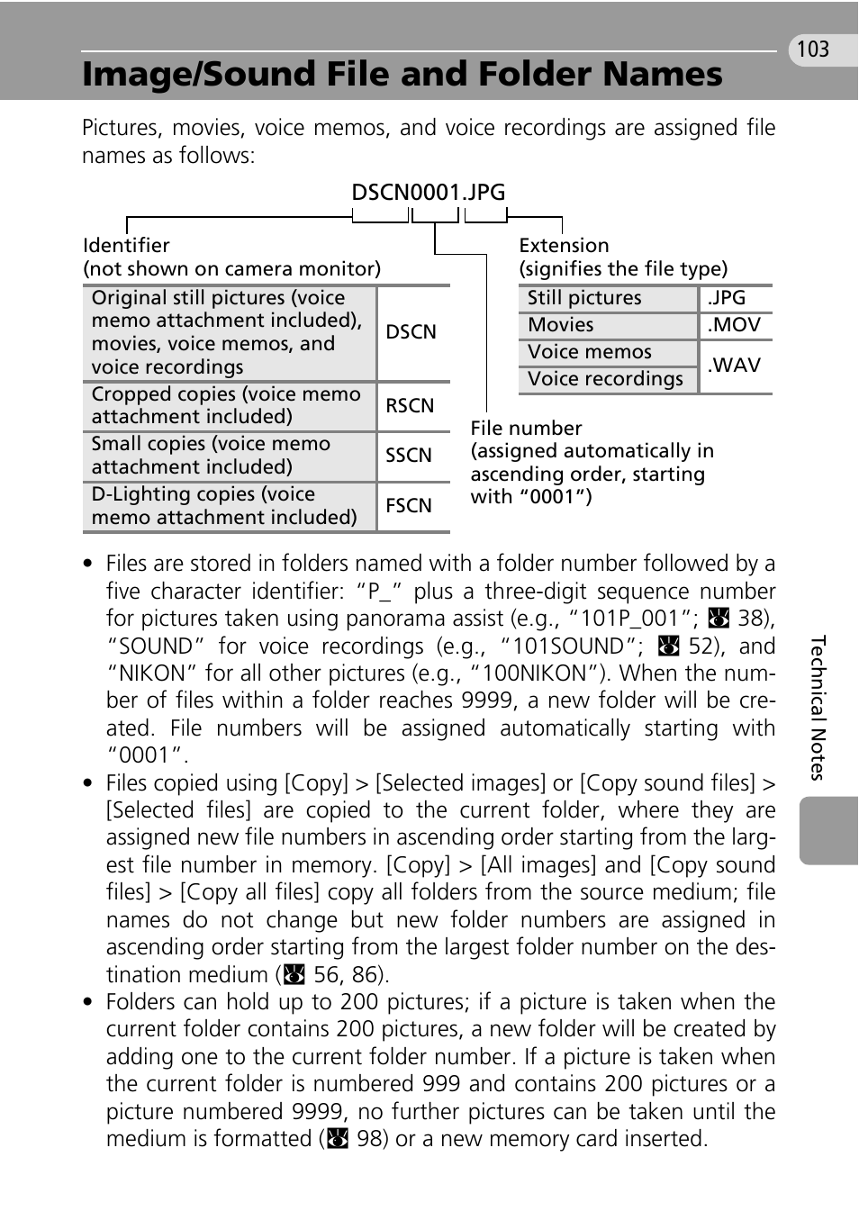 Image/sound file and folder names, C 103). the editing features described, C 103) from | Nikon Coolpix L10 User Manual | Page 113 / 135