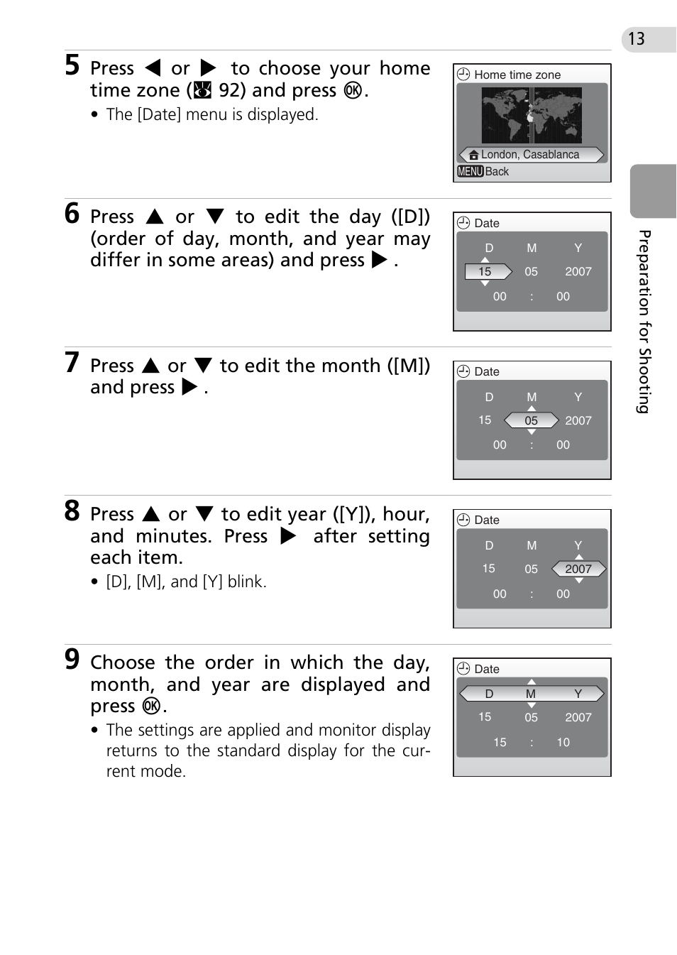 Press g or h to edit the month ([m]) and press j | Nikon Coolpix L10 User Manual | Page 23 / 135