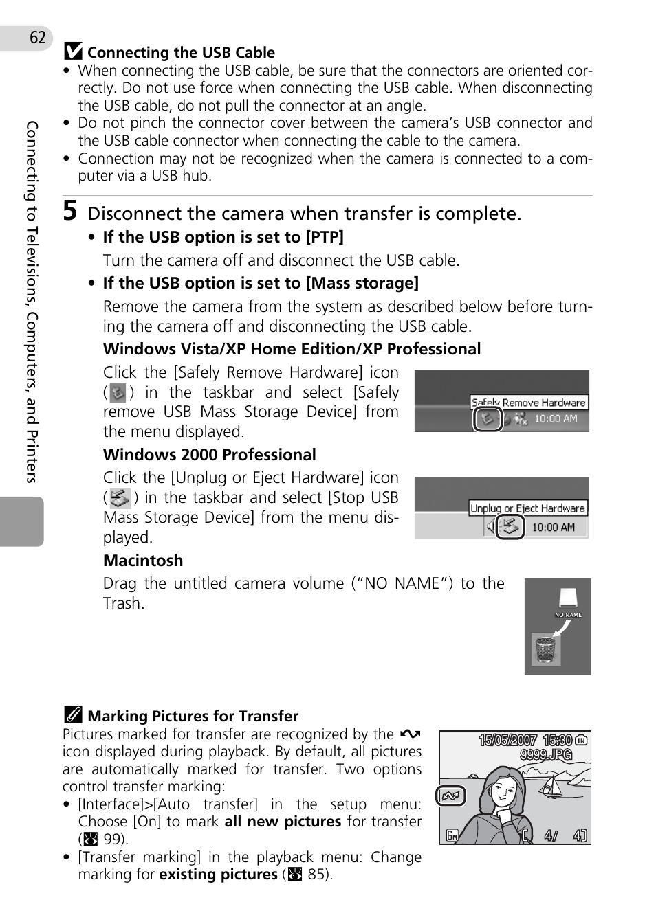 Disconnect the camera when transfer is complete | Nikon Coolpix L10 User Manual | Page 72 / 135