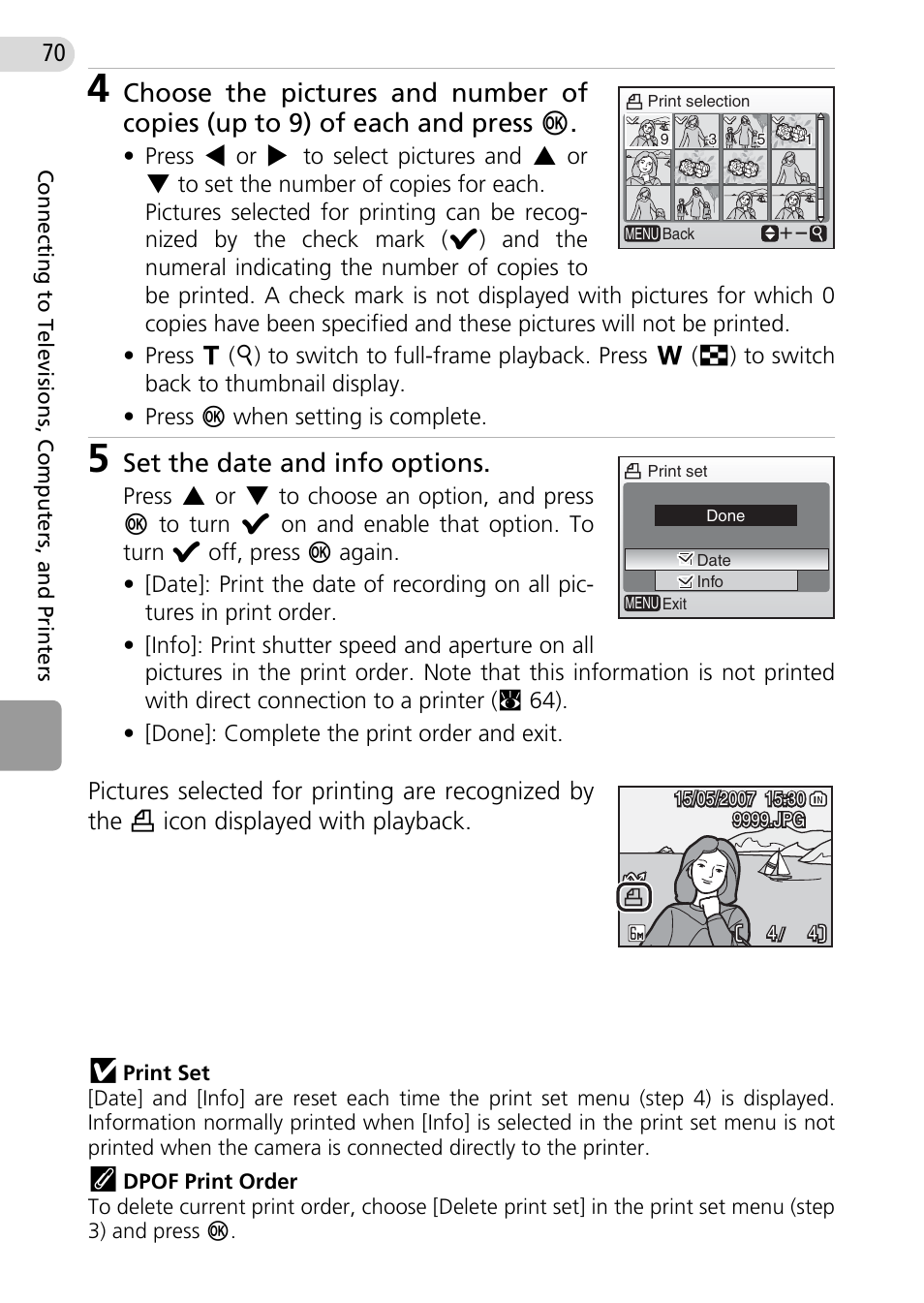 Set the date and info options | Nikon Coolpix L10 User Manual | Page 80 / 135