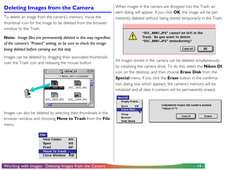 Deleting images from the camera | Nikon View DX User Manual | Page 14 / 38