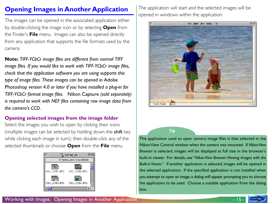 Opening images in another application | Nikon View DX User Manual | Page 15 / 38