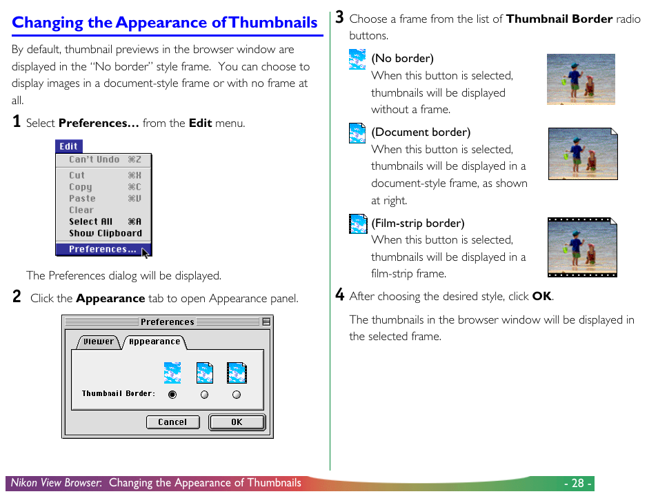 Changing the appearance of thumbnails | Nikon View DX User Manual | Page 28 / 38