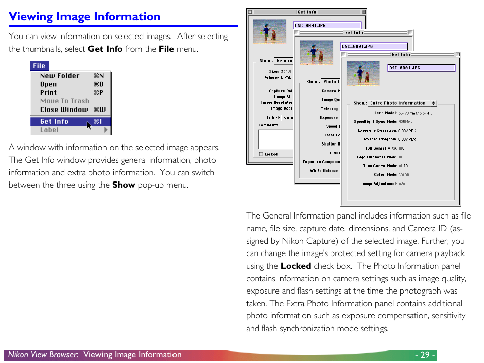 Viewing image information | Nikon View DX User Manual | Page 29 / 38