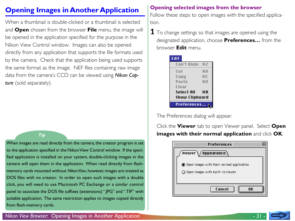 Opening images in another application | Nikon View DX User Manual | Page 31 / 38