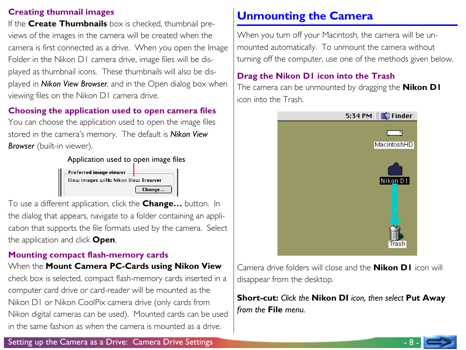 Unmounting the camera | Nikon View DX User Manual | Page 8 / 38
