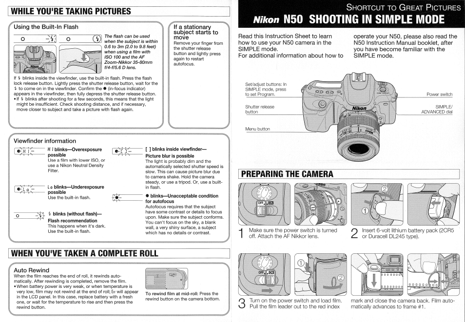 Nikon N50 User Manual | 3 pages