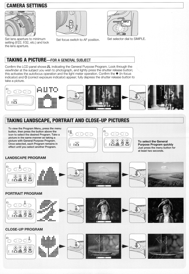 Nikon n50 shooting in simple mode, Preparing the camera, Nikon | N50 shooting in simple mode | Nikon N50 User Manual | Page 2 / 3