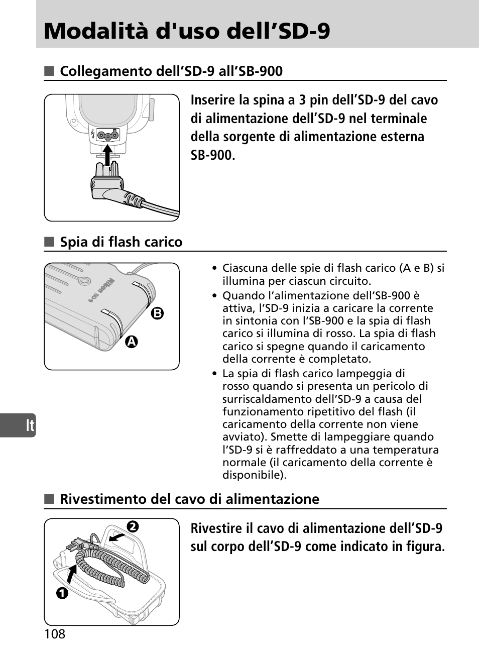 Modalità d'uso dell’sd-9 | Nikon SD-9 User Manual | Page 109 / 155