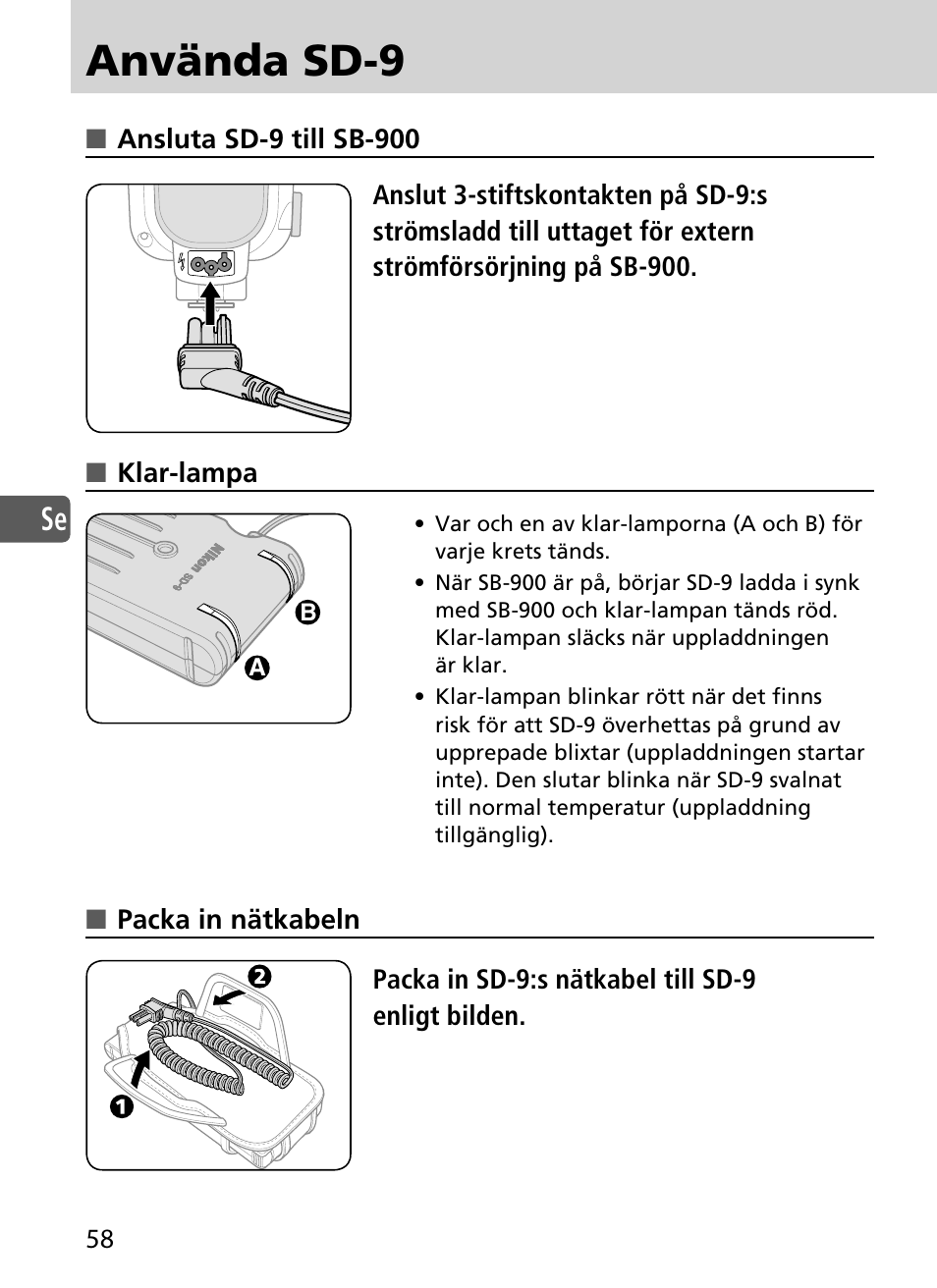 Använda sd-9 | Nikon SD-9 User Manual | Page 59 / 155