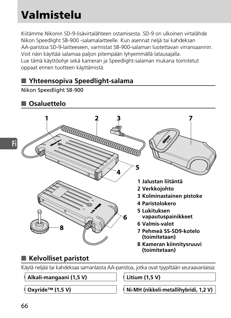Valmistelu | Nikon SD-9 User Manual | Page 67 / 155