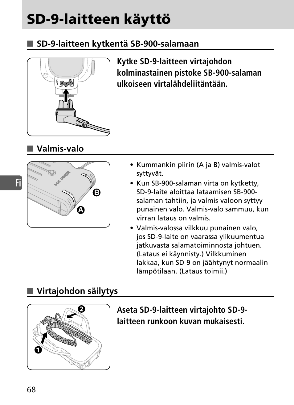 Sd-9-laitteen käyttö | Nikon SD-9 User Manual | Page 69 / 155