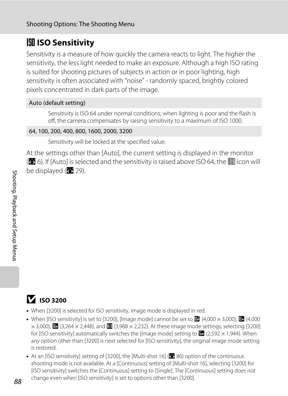 Iso sensitivity, E iso sensitivity, A 88 | A 88) s | Nikon Coolpix S700 User Manual | Page 100 / 148