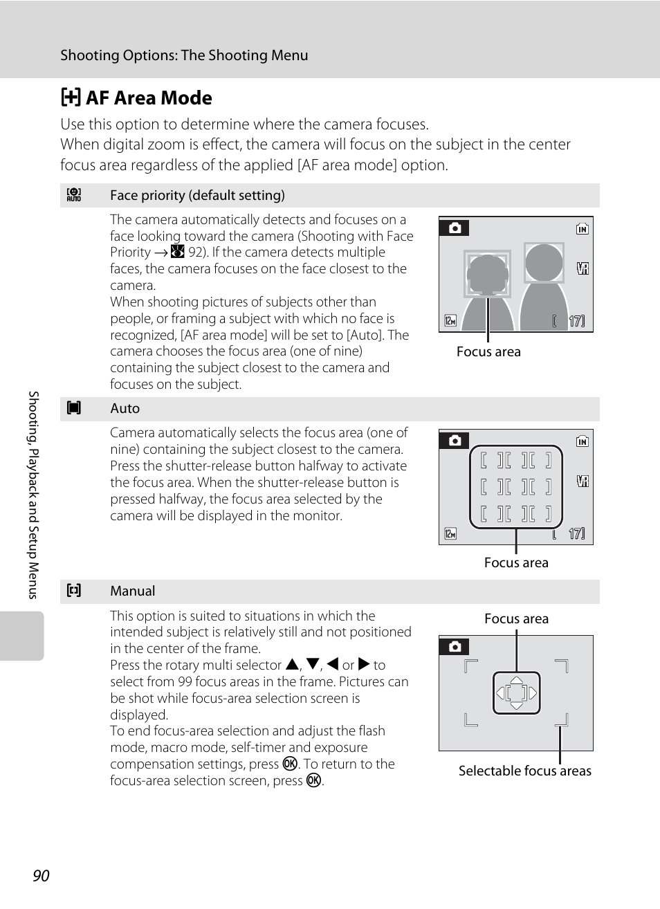 Af area mode, G af area mode, A 90) and “s | A 90). when, A 90 | Nikon Coolpix S700 User Manual | Page 102 / 148