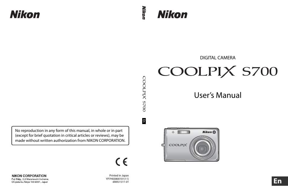 User’s manual | Nikon Coolpix S700 User Manual | Page 148 / 148