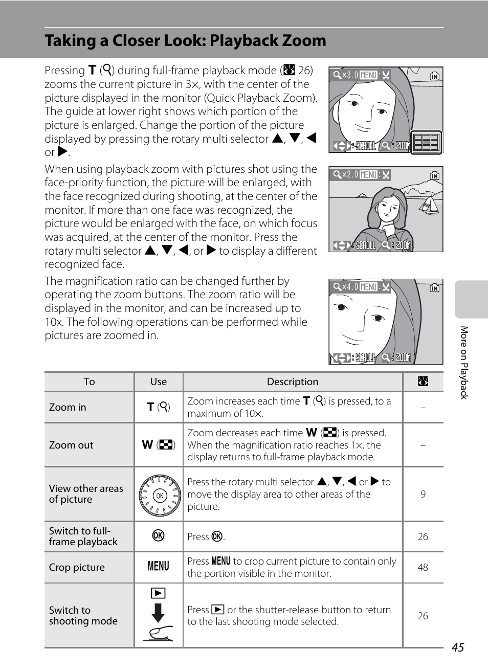 Taking a closer look: playback zoom | Nikon Coolpix S700 User Manual | Page 57 / 148