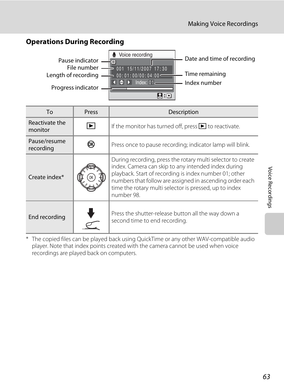 Operations during recording, A 63) for more | Nikon Coolpix S700 User Manual | Page 75 / 148