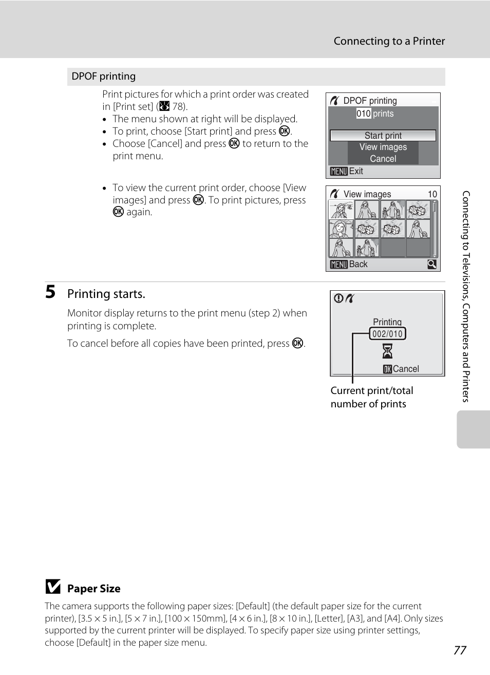 Printing starts | Nikon Coolpix S700 User Manual | Page 89 / 148