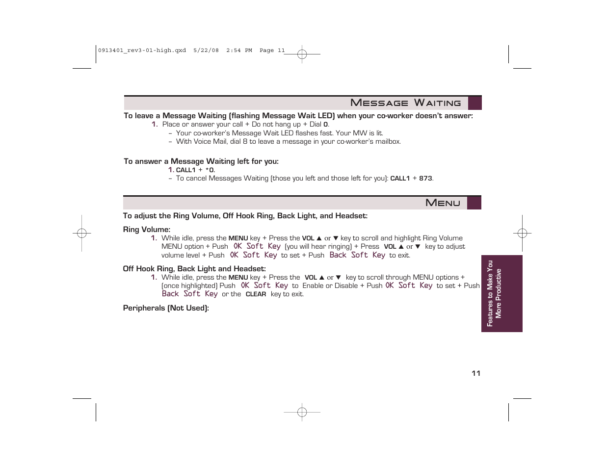 Menu, Message waiting | Nikon UX5000 User Manual | Page 11 / 20