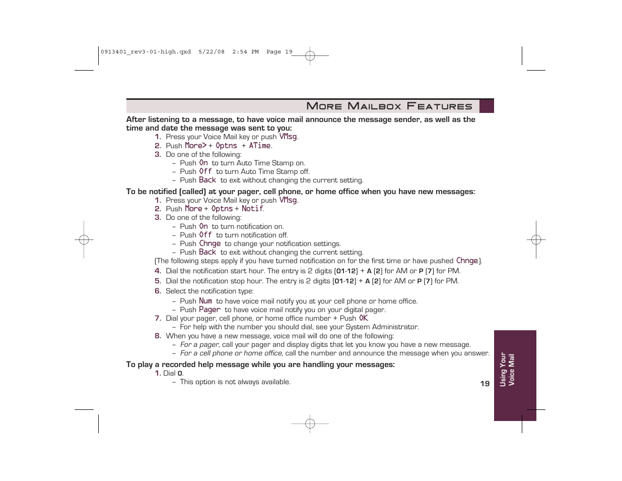 More mailbox features | Nikon UX5000 User Manual | Page 19 / 20